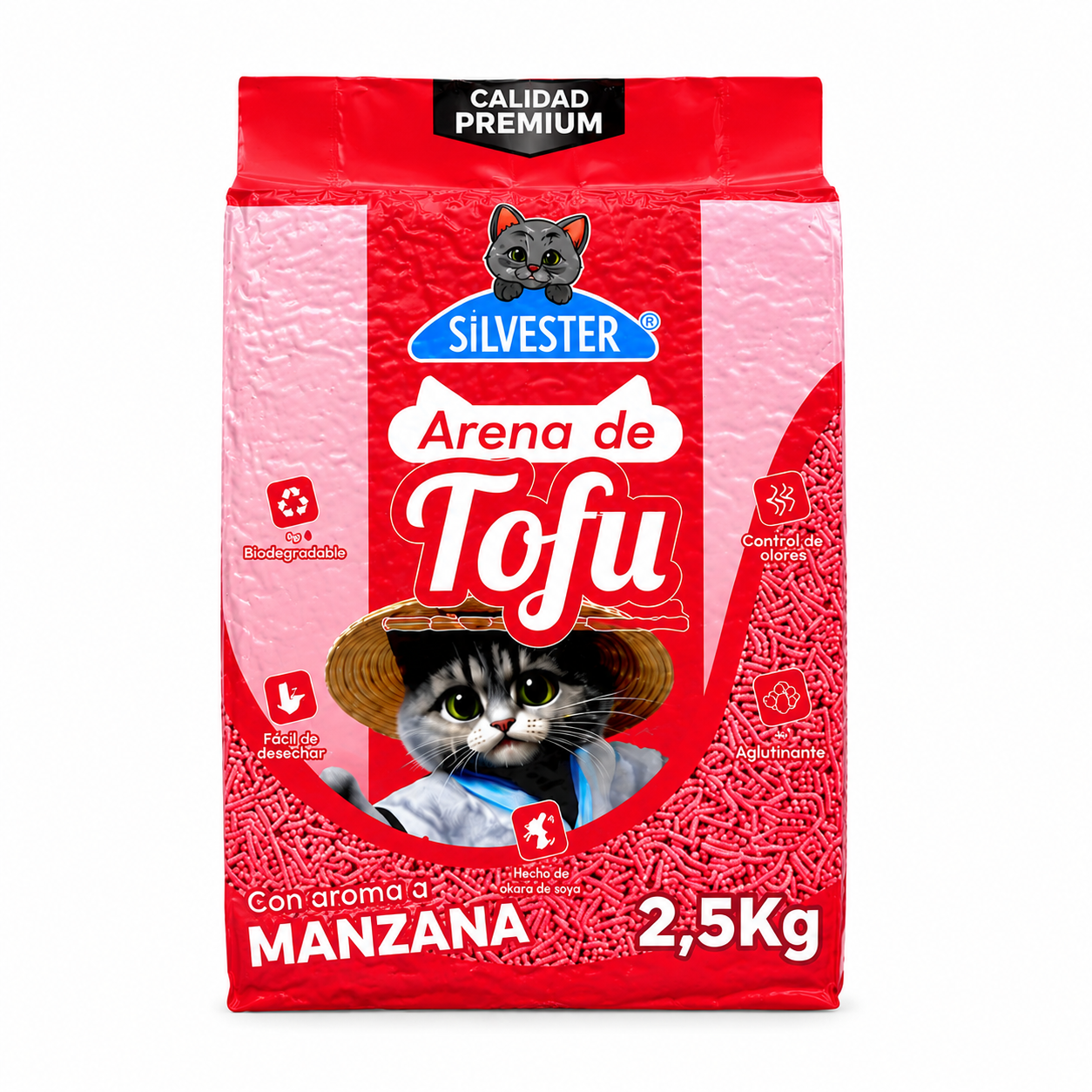 Arena Sanitaria de Tofu Silvester Aroma Manzana 2.5 kg